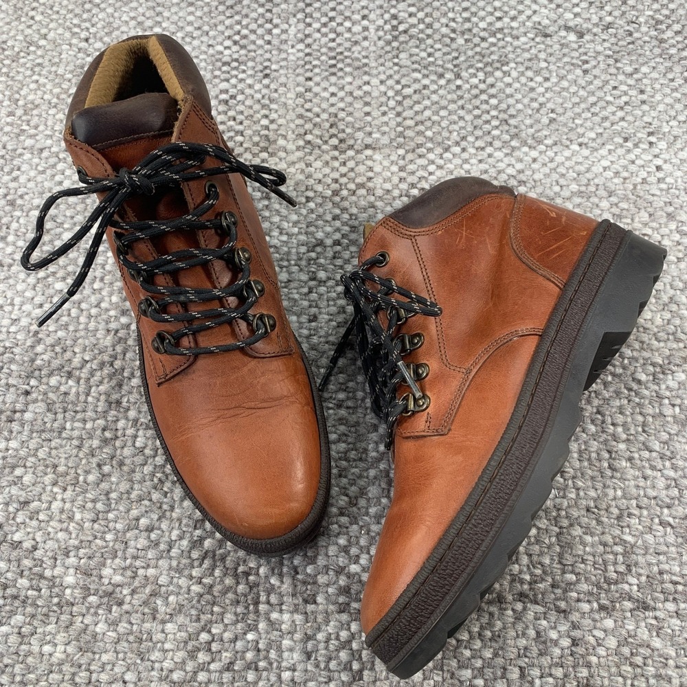St. Johns Bay Hiking Boots Mens 8 M Brown Leather Made In Italy Lug Sole
